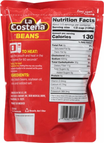 La Costena Refried Black Beans Perspective: back