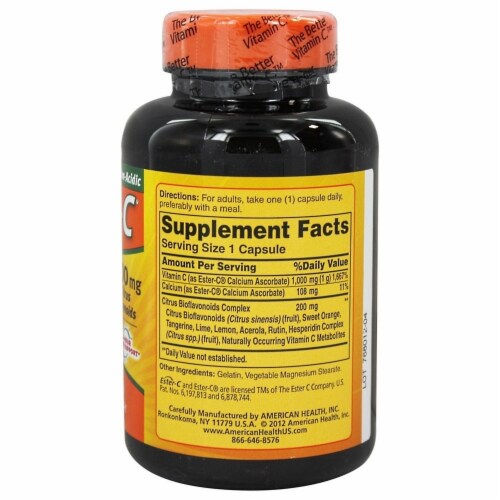 American Health 1000 Mg Ester C With Citrus Bioflavonoids, 90 + 90 Capsules Perspective: back