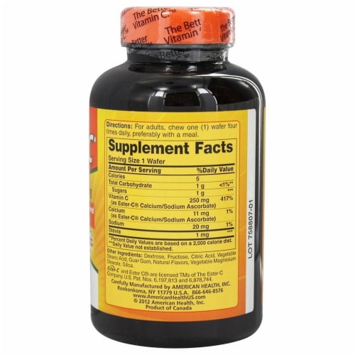 American Health Ester-C Orange 250mg Chewables Perspective: back