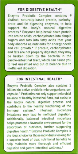 American Health Enzyme Probiotic Complex Vegetarian Capsules Perspective: back