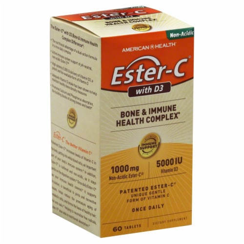 American Health Ester-C 1000 mg with D3 5000 IU Bone & Immune Health Complex Perspective: back