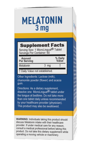 Superior Source Melatonin Dissolving Tablets 3mg Perspective: back