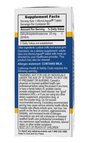 Superior Source DHEA Tablets 25mg Perspective: back