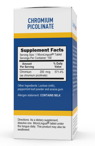 Superior Source Chromium Picolinate Tablets 200mcg Perspective: back