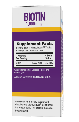 Superior Source Micro Lingual Biotin Dissolving Tablets 100 Count Perspective: back
