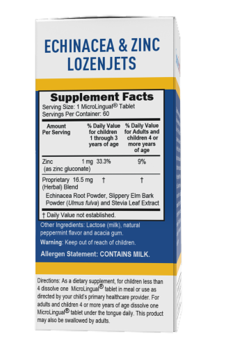 Superior Source Children's Echinacea and Zinc Lozenjets 60 Count Perspective: back