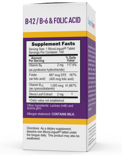 Superior Source No Shot B-12 with B6 & Folic Acid Tablets Perspective: back