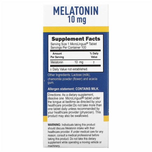Superior Source Melatonin Dissolving Tablets 10mg Perspective: back
