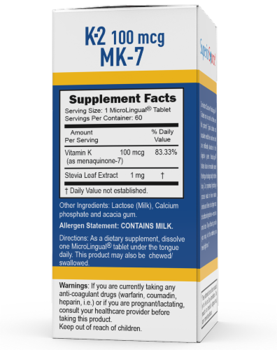 Superior Source Vitamin K2 Instant Dissolve Tablets 100mcg Perspective: back