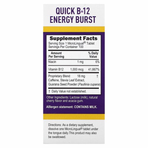 Superior Source NO SHOT QUICK B-12 ENERGY BURST Perspective: back