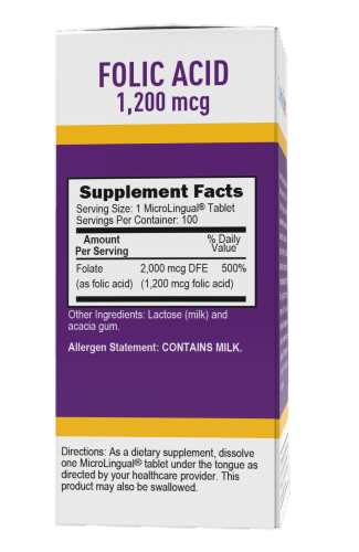 Superior Source Folic Acid Dissolving Tablets 1200mg Perspective: back
