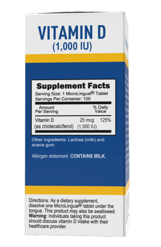 Superior Source Vitamin D3 Dissovling Tablets 1000IU Perspective: back