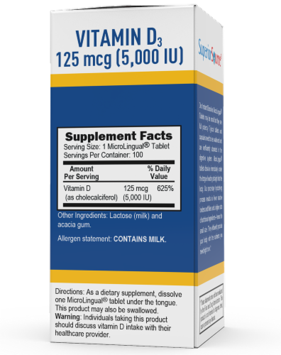 Superior Source Vitamin D3 Dissolving Tablets 5000IU Perspective: back