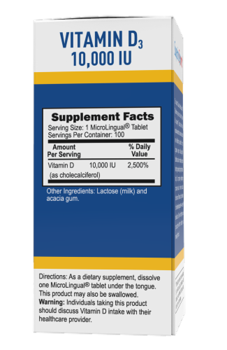 Superior Source Extra Strength Vitamin D3 Instant Dissolve Tablets 10000 IU Perspective: back