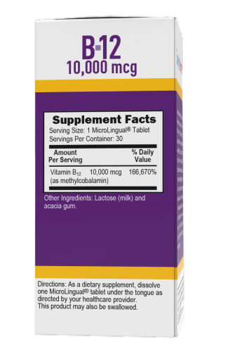 Superior Source No Shot Methylcobalamin B-12 Dissolving Tablets 10000mcg Perspective: back