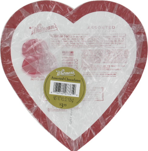 Whitman's Assorted Chocolates Valentine's Rose Heart Perspective: back