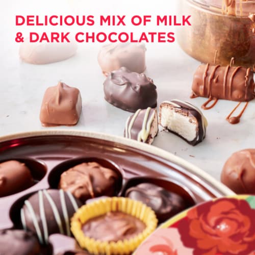 WHITMAN'S SAMPLER Valentine's Day Red Floral Heart Assorted Milk & Dark Chocolate Gift Box Perspective: back