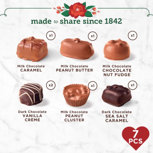 WHITMAN'S SAMPLER Valentine's Day Romantic Roses Assorted Milk & Dark Chocolate Candy Heart Gift Box Perspective: back