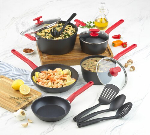 GoodCook ProEase Nonstick 12 Piece Cookware Set with Utensils, Black Perspective: back