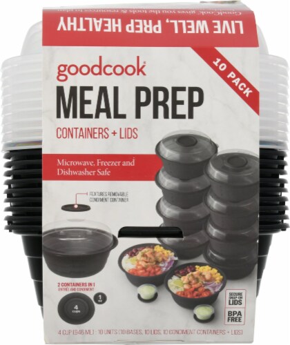 GoodCook® Meal Prep Salad Bowl Container with Dressing Cups - Black Perspective: back