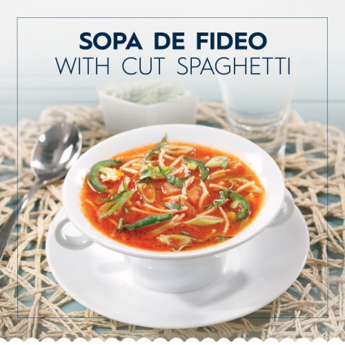 Barilla Blue Box Fideo Cut Spaghetti Non-GMO Certified & Kosher Pasta Perspective: back