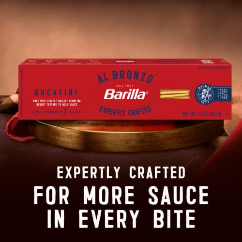 Barilla Al Bronzo Bucatini Non-Gmo Kosher Bronze Cut Premium Pasta Perspective: back