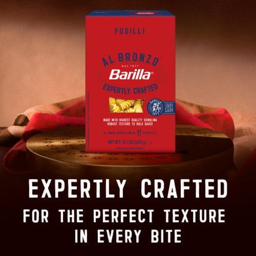 Barilla Al Bronzo Fusilli Non-Gmo Kosher Bronze Cut Premium Pasta Perspective: back