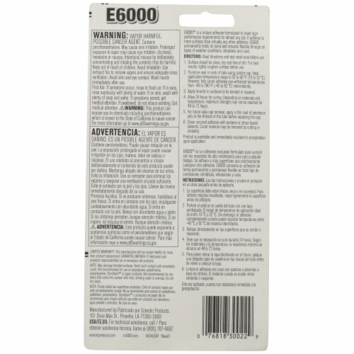 E6000 Automotive & Industrial Adhesive - Clear Perspective: back