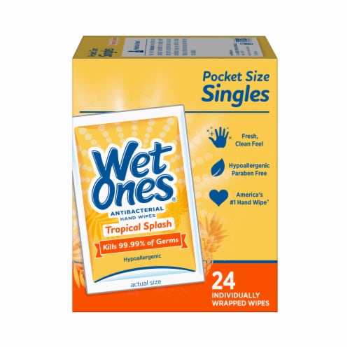 Wet Ones Tropical Splash Antibacterial Hand Wipes, 24 ct - Kroger