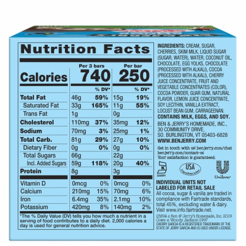 Ben & Jerry’s® Cherry Garcia Pint Slices Cherry Ice Cream Bars Perspective: back