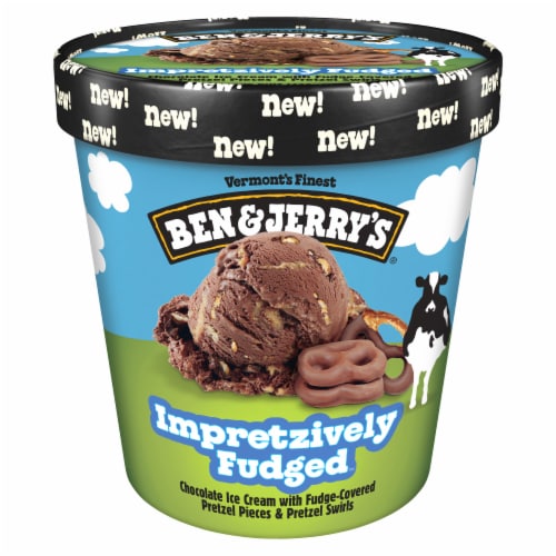 Ben & Jerry's Impretzively Fudged Chocolate Ice Cream Pint Perspective: back