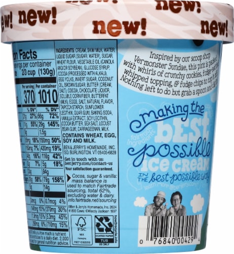 Ben & Jerry's® Cookie Vermont-ster Ice Cream Pint Perspective: back