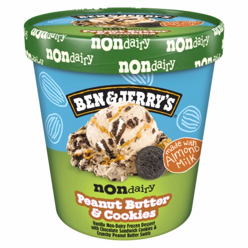 Ben & Jerry's Dairy Free Peanut Butter & Cookies Frozen Dessert Pint Perspective: back
