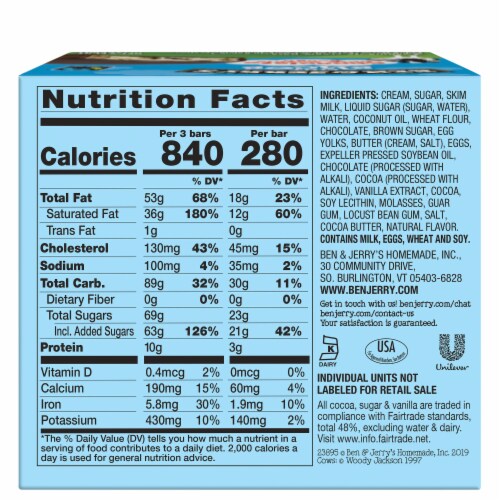 Ben & Jerry's® Chocolate Chip Cookie Dough Pint Slices Ice Cream Bars Perspective: back