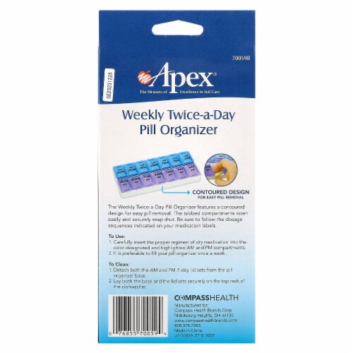 Apex Twice-A-Day Weekly Pill Organizer Perspective: back