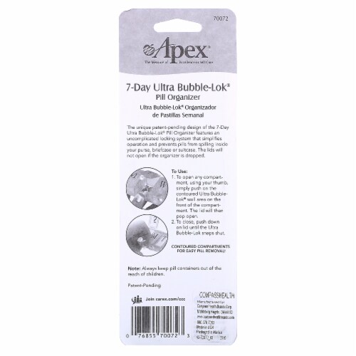 Apex® 7-Day Ultra Bubble-Lok Pill Organizer Perspective: back