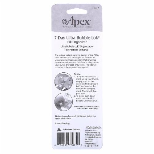 Apex® 7-Day Ultra Bubble-Lok Pill Organizer Perspective: back