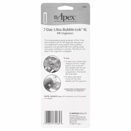 Apex® 7-Day Ultra Bubble-Lok® Extra Large Pill Organizer Perspective: back