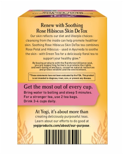 Yogi Soothing Rose Hibiscus Skin DeTox Tea Bags Perspective: back