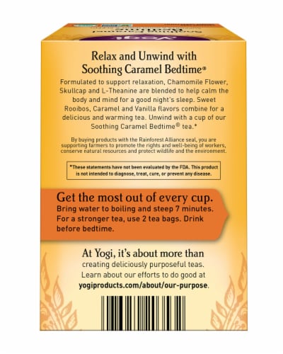 Yogi Soothing Caramel Bedtime Organic Herbal Tea Bags Perspective: back