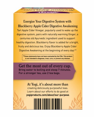 Yogi Blackberry Apple Cider Digestive Awakening Tea Bags Perspective: back