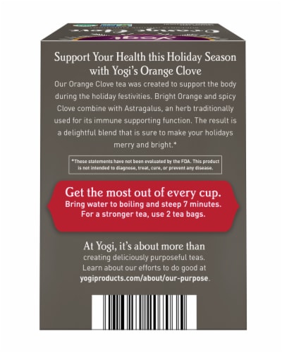 Yogi Orange Clove Organic Herbal Tea Bags Perspective: back