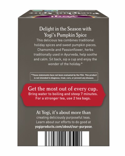 Yogi Pumpkin Spice Organic Herbal Tea Bags Perspective: back