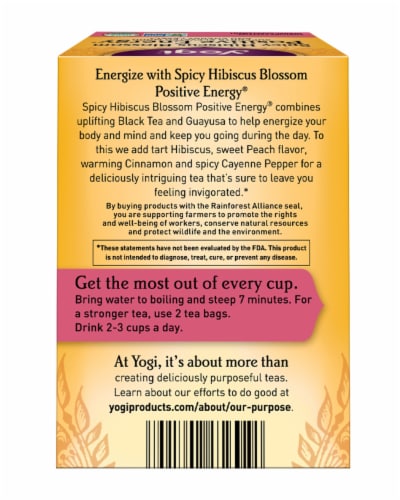 Yogi® Organic Spicy Hibiscus Blossom Positive Energy Herbal Tea Bags Perspective: back