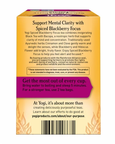 Yogi Spiced Blackberry Focus Organic Black Tea Bags Perspective: back