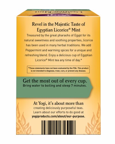 Yogi Egyptian Licorice Mint Caffeine Free Tea Bags Perspective: back