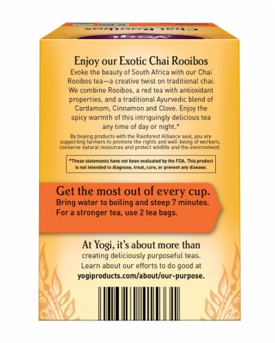 Yogi Chai Rooibos Caffeine Free Tea Bags Perspective: back