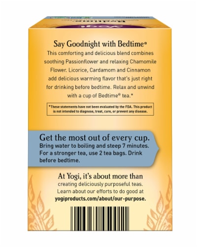 Yogi Bedtime Caffeine Free Tea Bags Perspective: back
