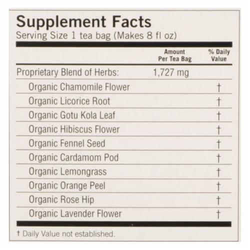 Yogi Organic Calming Caffeine Free Tea Bags Perspective: back