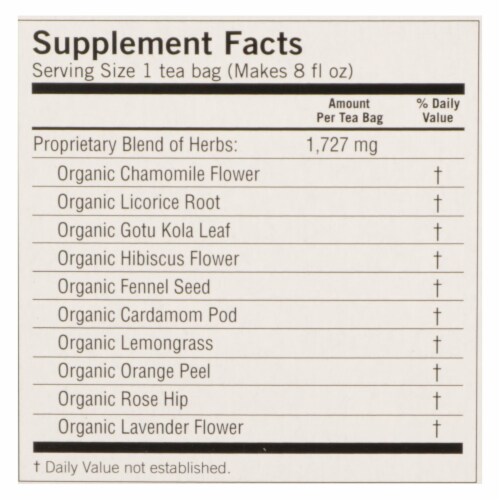 Yogi® Organic Calming Caffeine Free Tea Bags Perspective: back